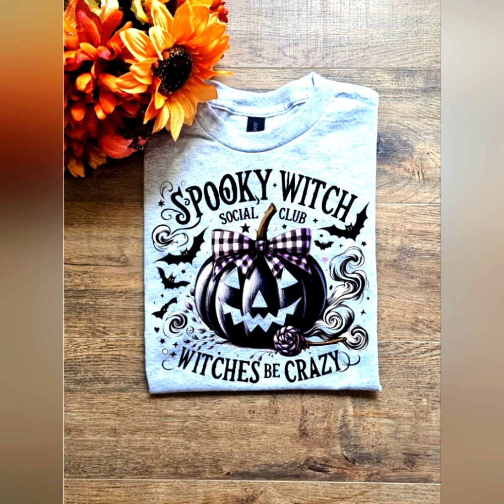 Spooky Witch Social Club Womens Graphic Halloween Fall Shirt